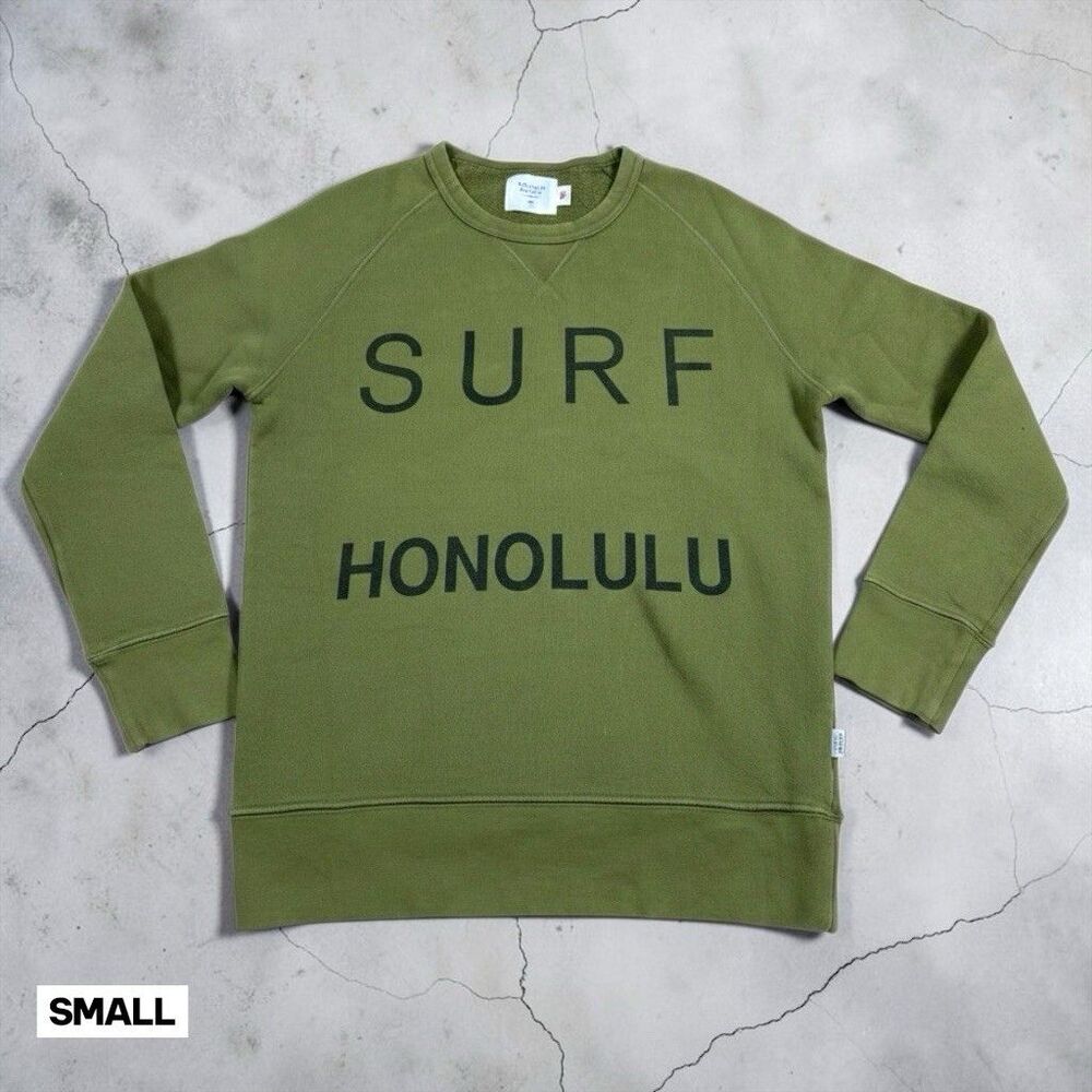 Salvage Public Honolulu Surf Sweatshirt Mens SM Army Green Hawaii Pullover USA